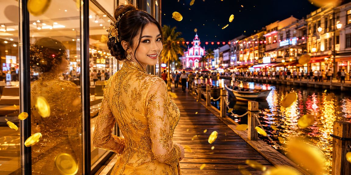Pengguna mbb2e Melaka menerima rebat bonus kasino dengan pakaian tradisional kebaya
